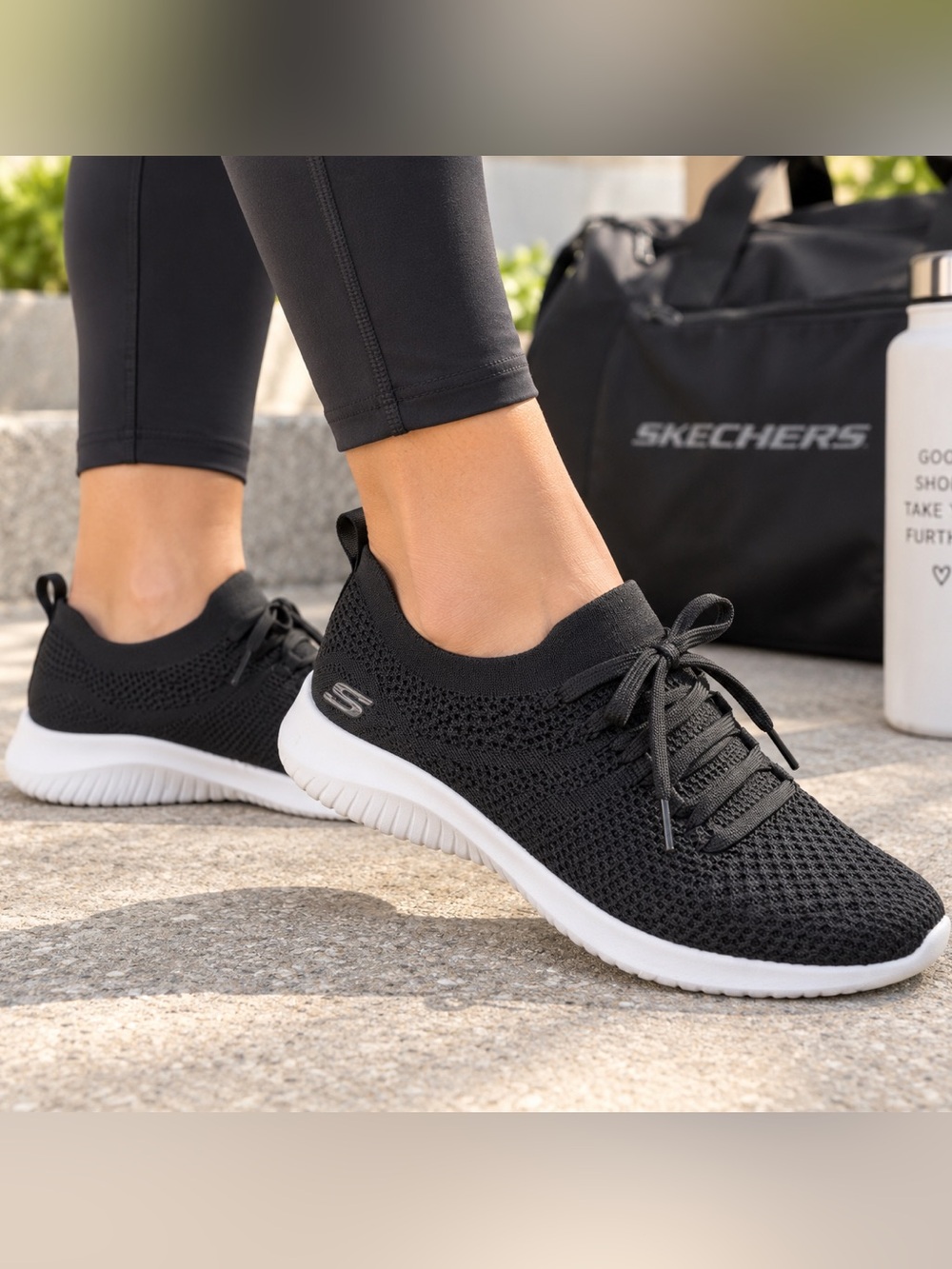 Skechers Ultra Flex 12539 Black White Air Cooled Memory Foam Sneakers 7.5
